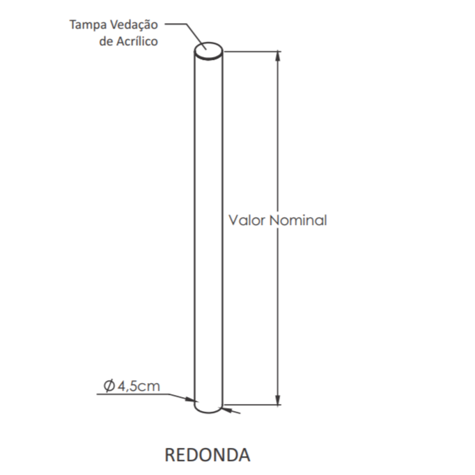 Desenho técnico com medidas da arandela moderna Elis resistente à água, ideal para corredor, varanda, área de piscina e cozinhas externas.